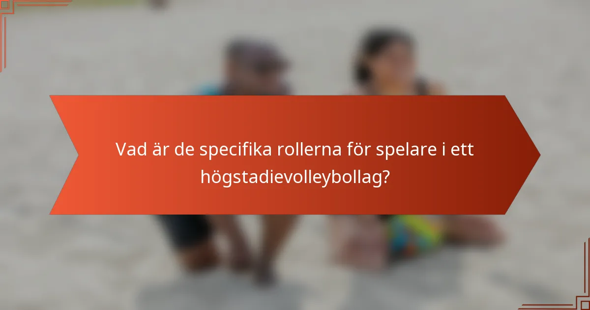 Vad är de specifika rollerna för spelare i ett högstadievolleybollag?